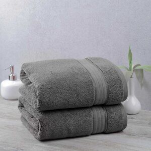 Purely Indulgent Egyptian 2-piece Bath Towel Set, Gray,  NWT